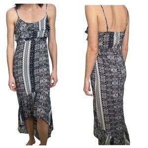 Mudd Y2K Black & White Spaghetti Strap Hi Low Maxi Cocktail Casual Dress XS